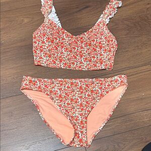Aerie Floral Bikini Set - Red and White